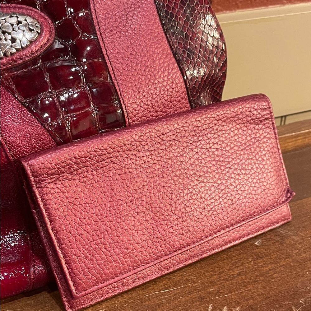 Brighton Barbados Red Patchwork Leather Shoulder … - image 4